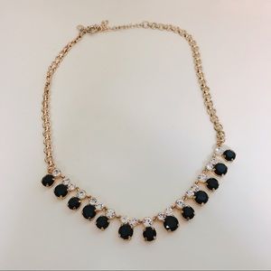 J. Crew Rhinestone Necklace - Black Gold Crystal